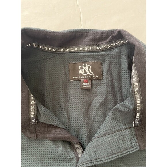 Rock & Republic Blue Woven Design Long Sleeve‎ Dress Shirt Size XL - Picture 2 of 6